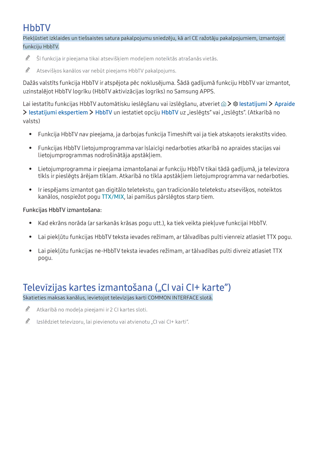 Samsung UE55K6300AWXXH, UE40K6300AWXXH HbbTV, Televīzijas kartes izmantošana „CI vai CI+ karte, Iestatījumi Apraide, Pogu 