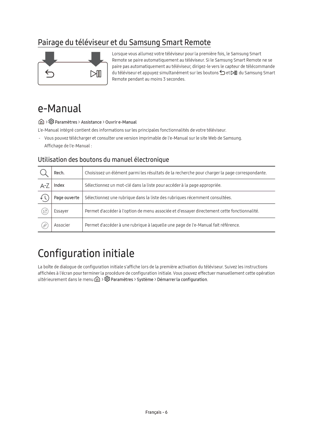 Samsung UE55KS7000UXXC, UE60KS7000UXXC Manual, Configuration initiale, Pairage du téléviseur et du Samsung Smart Remote 