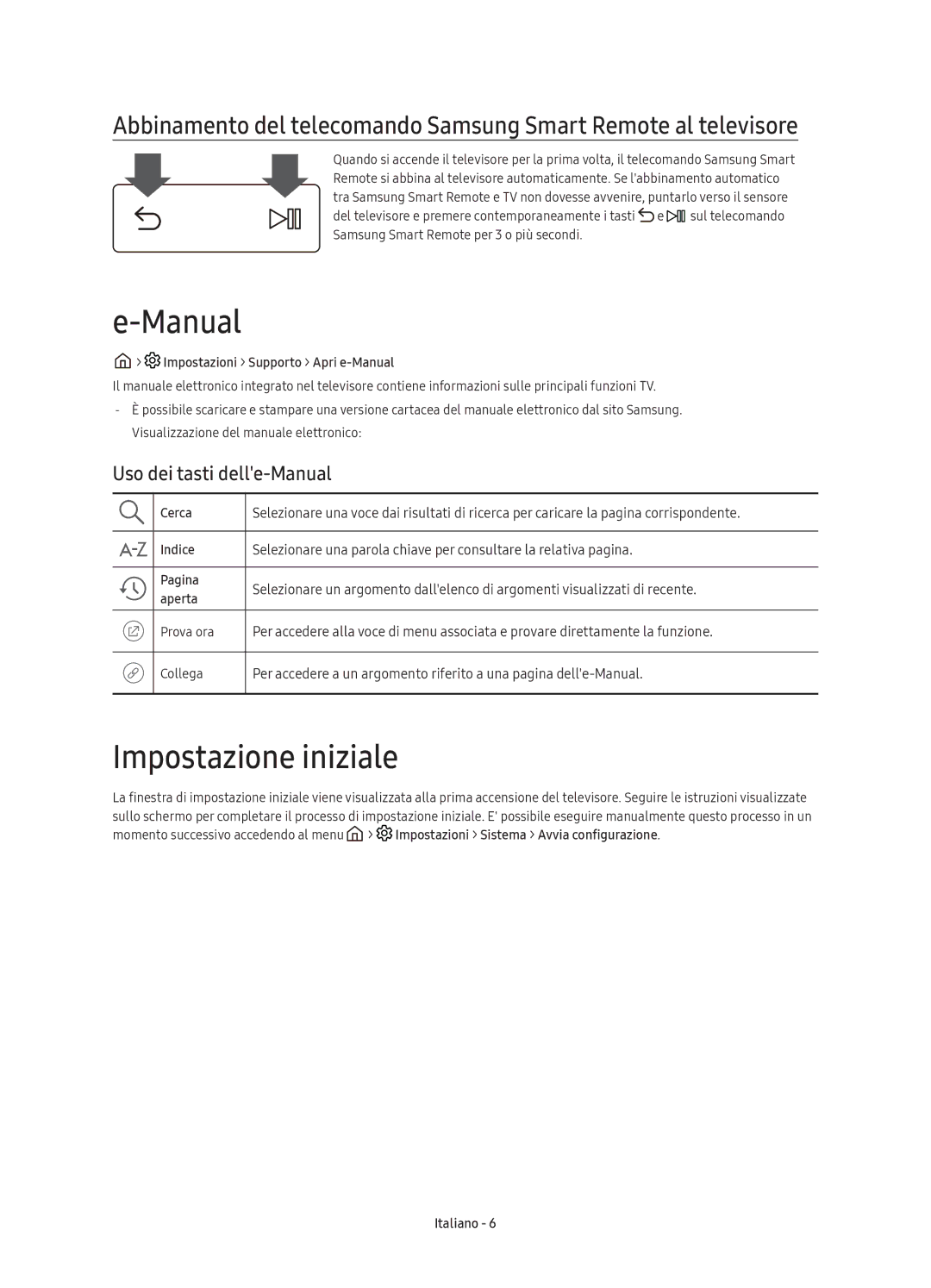 Samsung UE60KS7000UXZT, UE55KS7000UXZT, UE65KS7000UXZT manual Impostazione iniziale, Uso dei tasti delle-Manual 