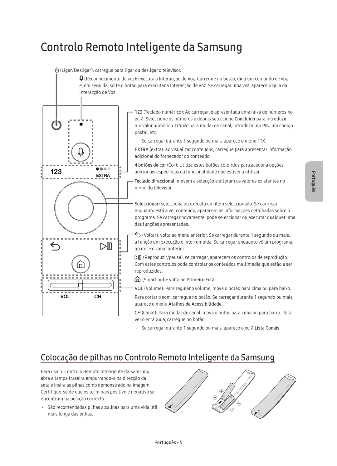 Samsung UE49KS8000TXXC, UE55KS8000TXXC, UE75KS8000TXXC, UE65KS8000TXXC manual Controlo Remoto Inteligente da Samsung 