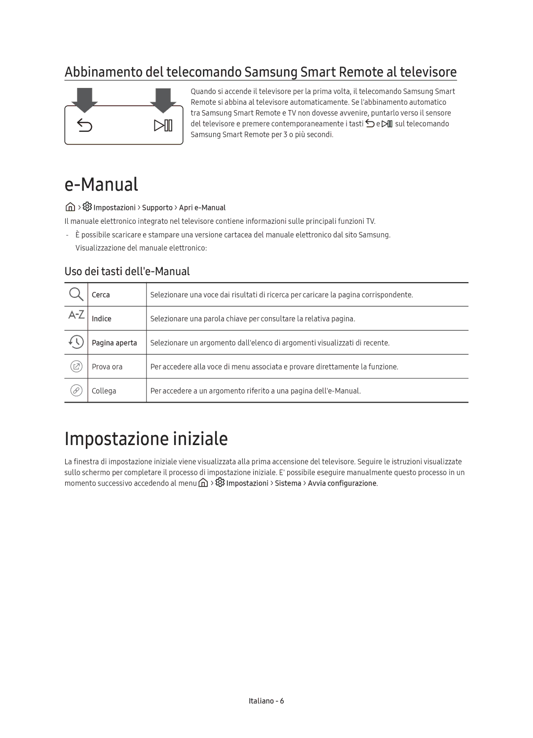 Samsung UE55KS8000TXZT, UE49KS8000TXZT, UE65KS8000TXZT, UE75KS8000TXZT Impostazione iniziale, Uso dei tasti delle-Manual 