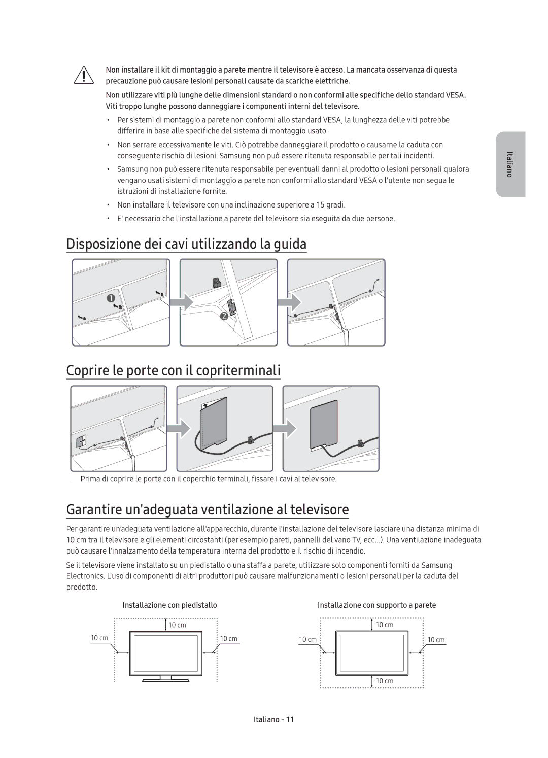 Samsung UE49KS8000TXZT, UE55KS8000TXZT, UE65KS8000TXZT, UE75KS8000TXZT manual Garantire unadeguata ventilazione al televisore 