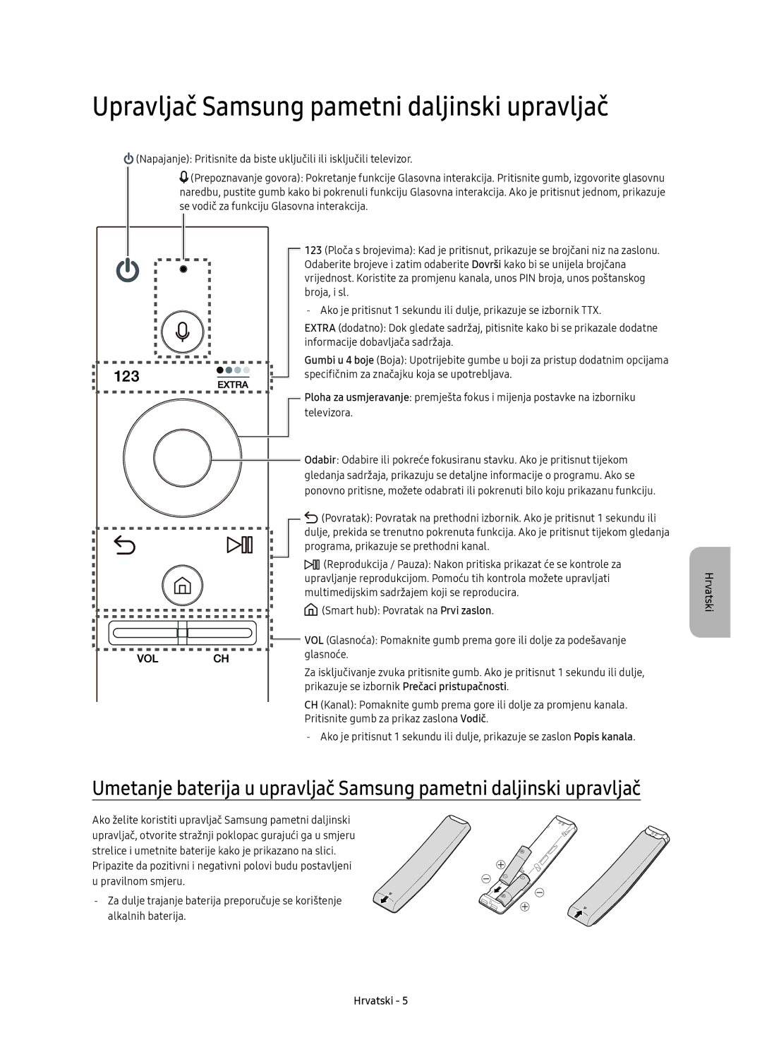 Samsung UE65KS8000LXXH, UE55KS8002TXXH, UE49KS8000LXXH, UE49KS8002TXXH manual Upravljač Samsung pametni daljinski upravljač 