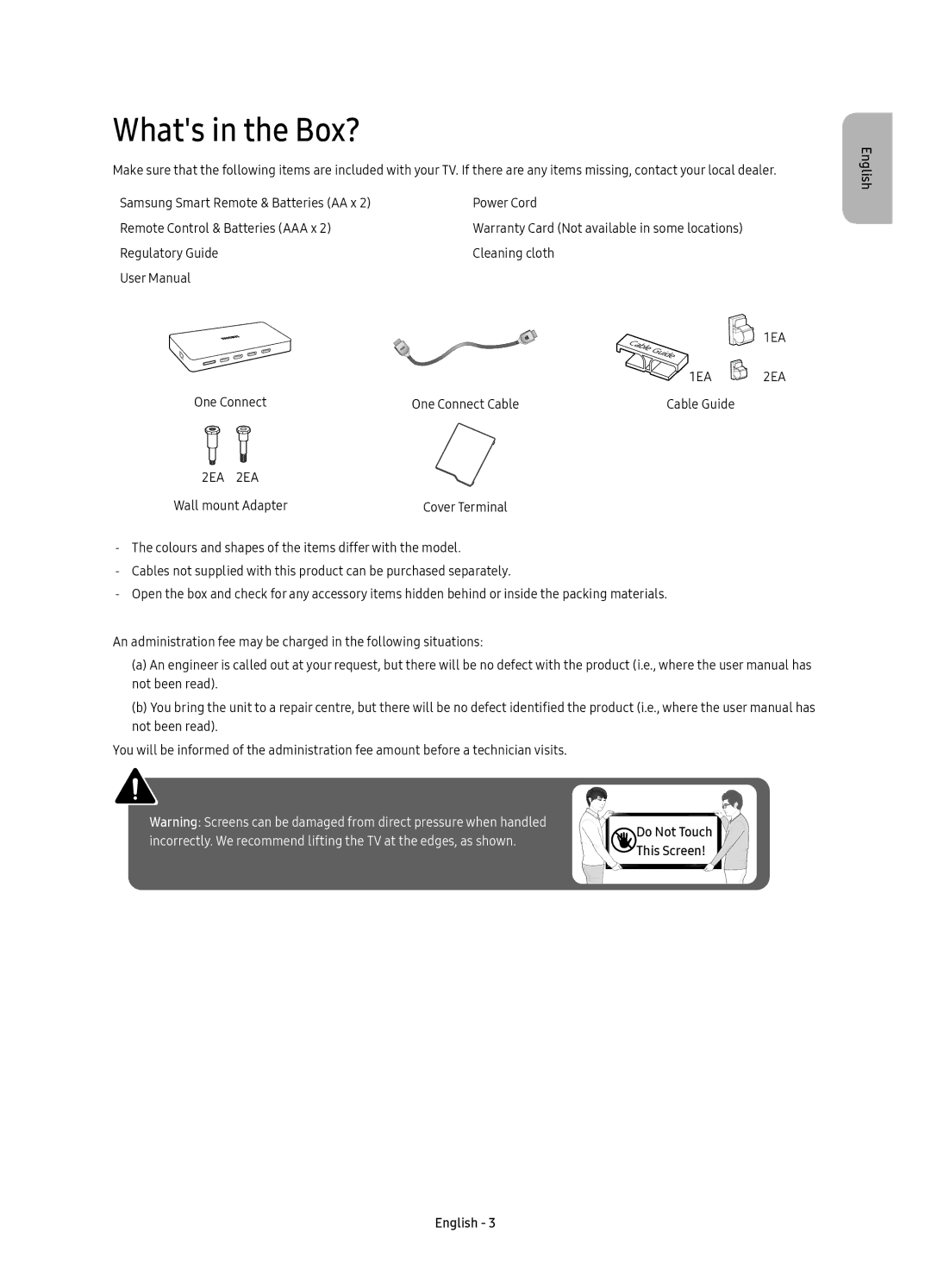 Samsung UE49KS9000TXZF, UE55KS9000TXXC, UE49KS9000TXXC, UE65KS9000TXXC, UE65KS9000TXZF manual Whats in the Box?, 2EA 2EA 