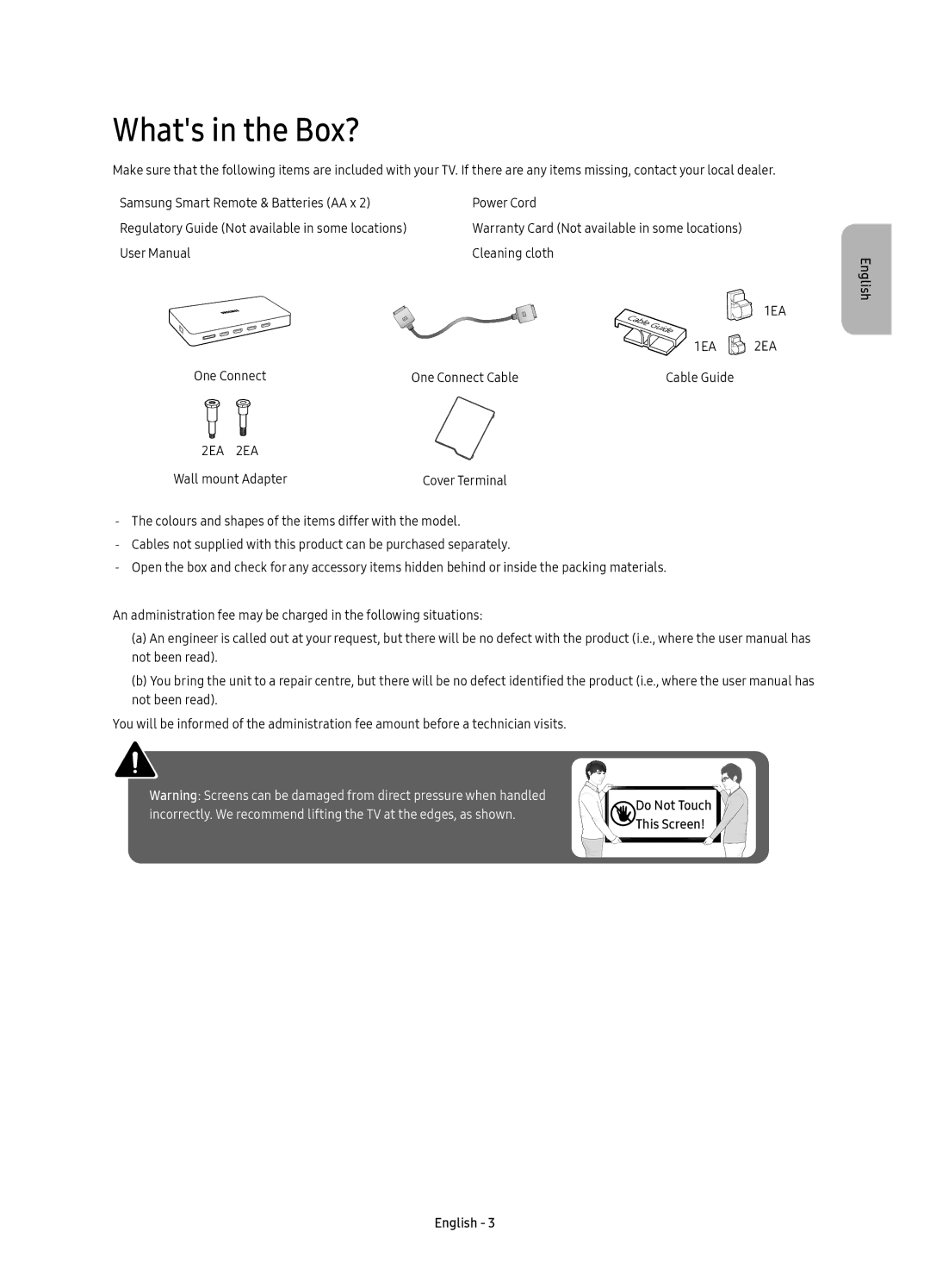 Samsung UE49KS9000UXRU, UE55KS9000UXRU, UE65KS9000UXRU, UE78KS9000UXRU manual Whats in the Box?, Cleaning cloth, Cable Guide 