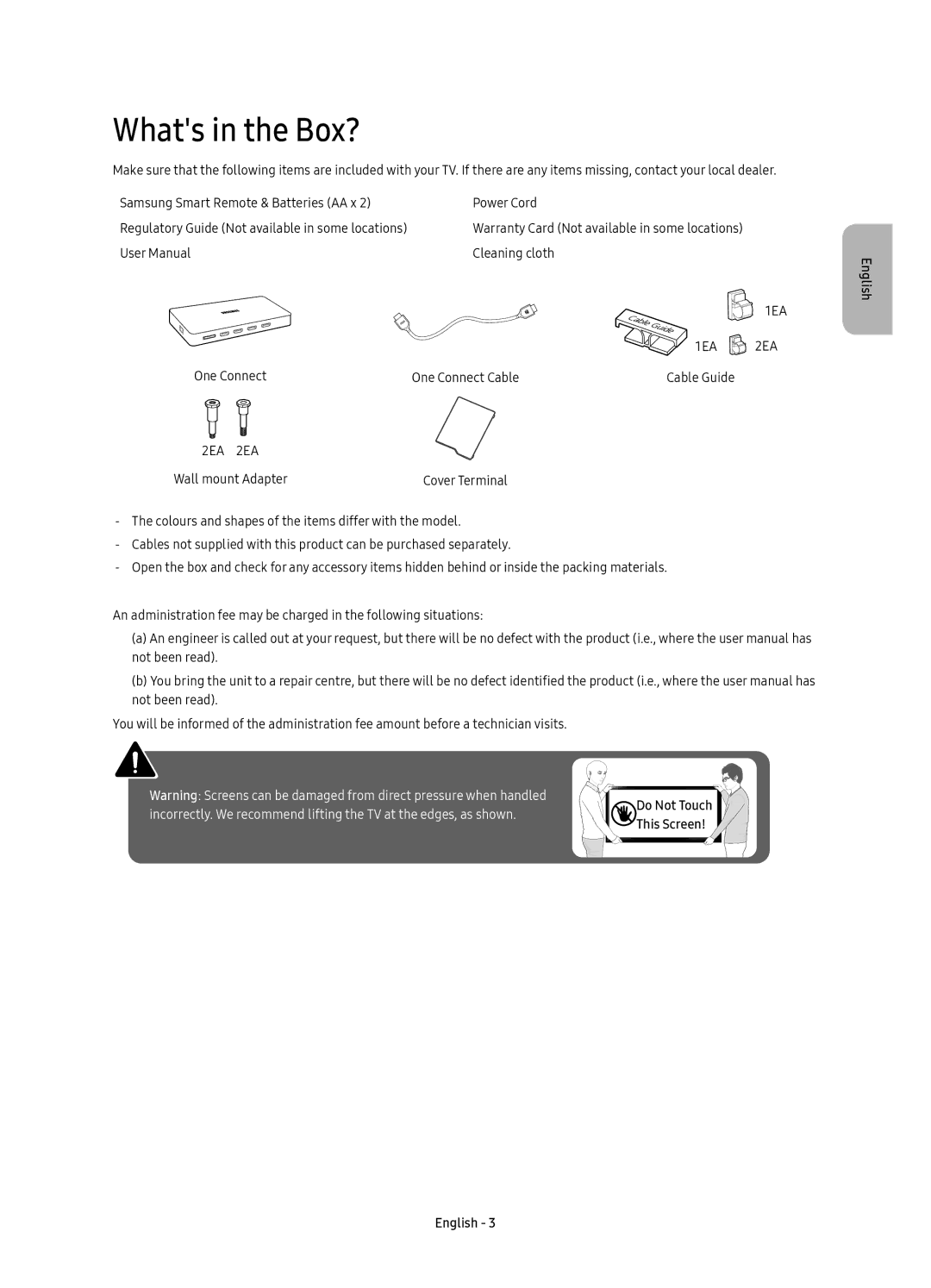 Samsung UE65KS9000UXRU, UE55KS9000UXRU manual Whats in the Box?, Cleaning cloth, Cable Guide 