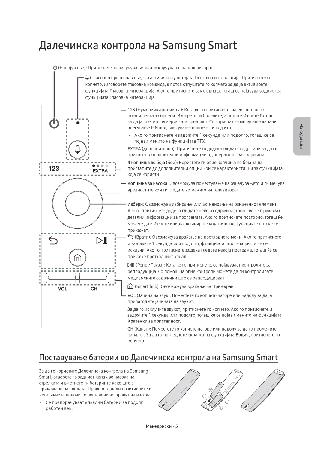 Samsung UE49KU6452UXXH, UE55KU6450SXXH, UE49KU6470SXXH manual Далечинска контрола на Samsung Smart, Прикаже претходниот канал 