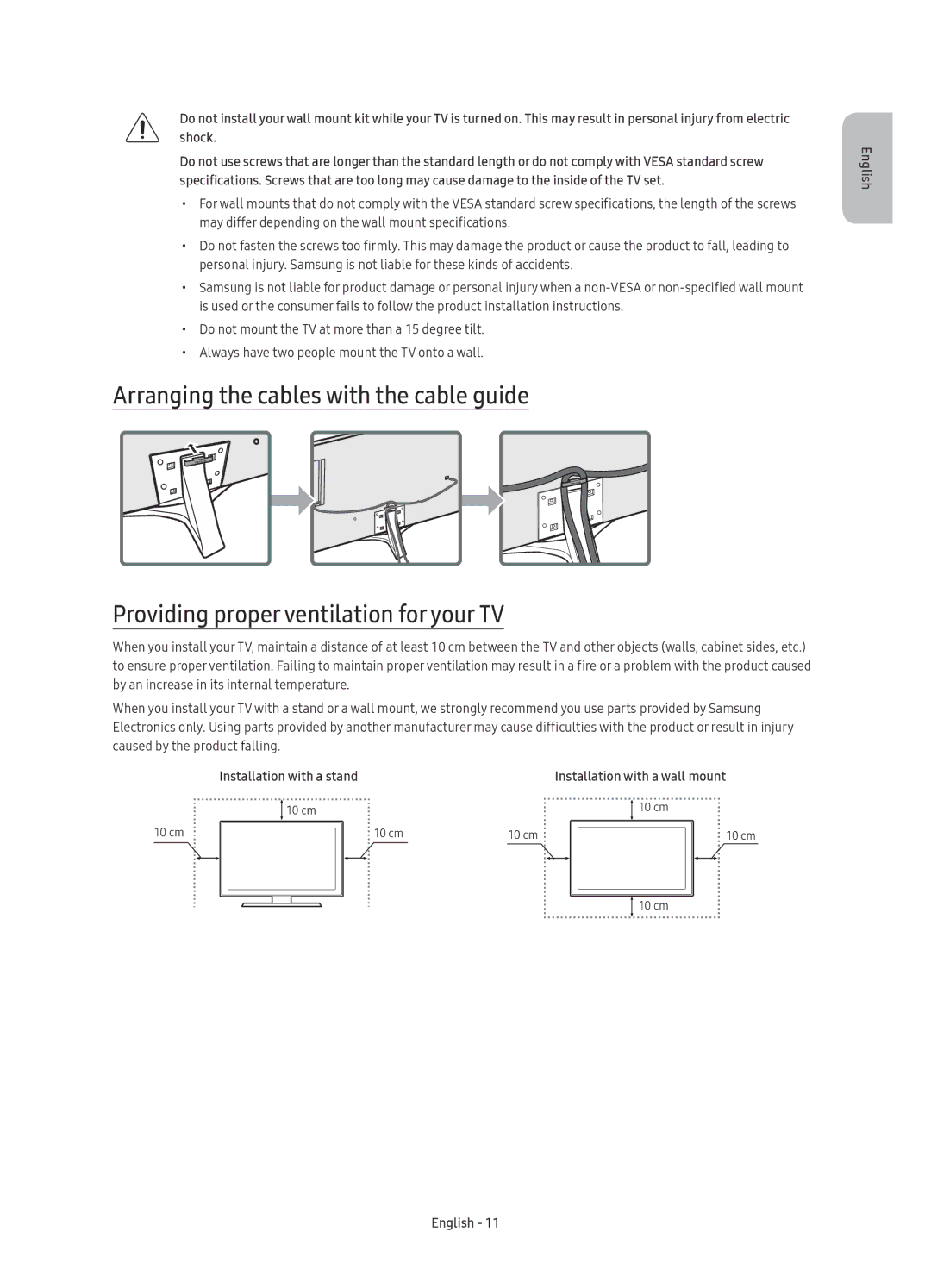 Samsung UE55KU6450UXXC, UE55KU6479UXZG, UE55KU6459UXZG, UE40KU6479UXZG, UE49KU6459UXZG manual Installation with a stand 