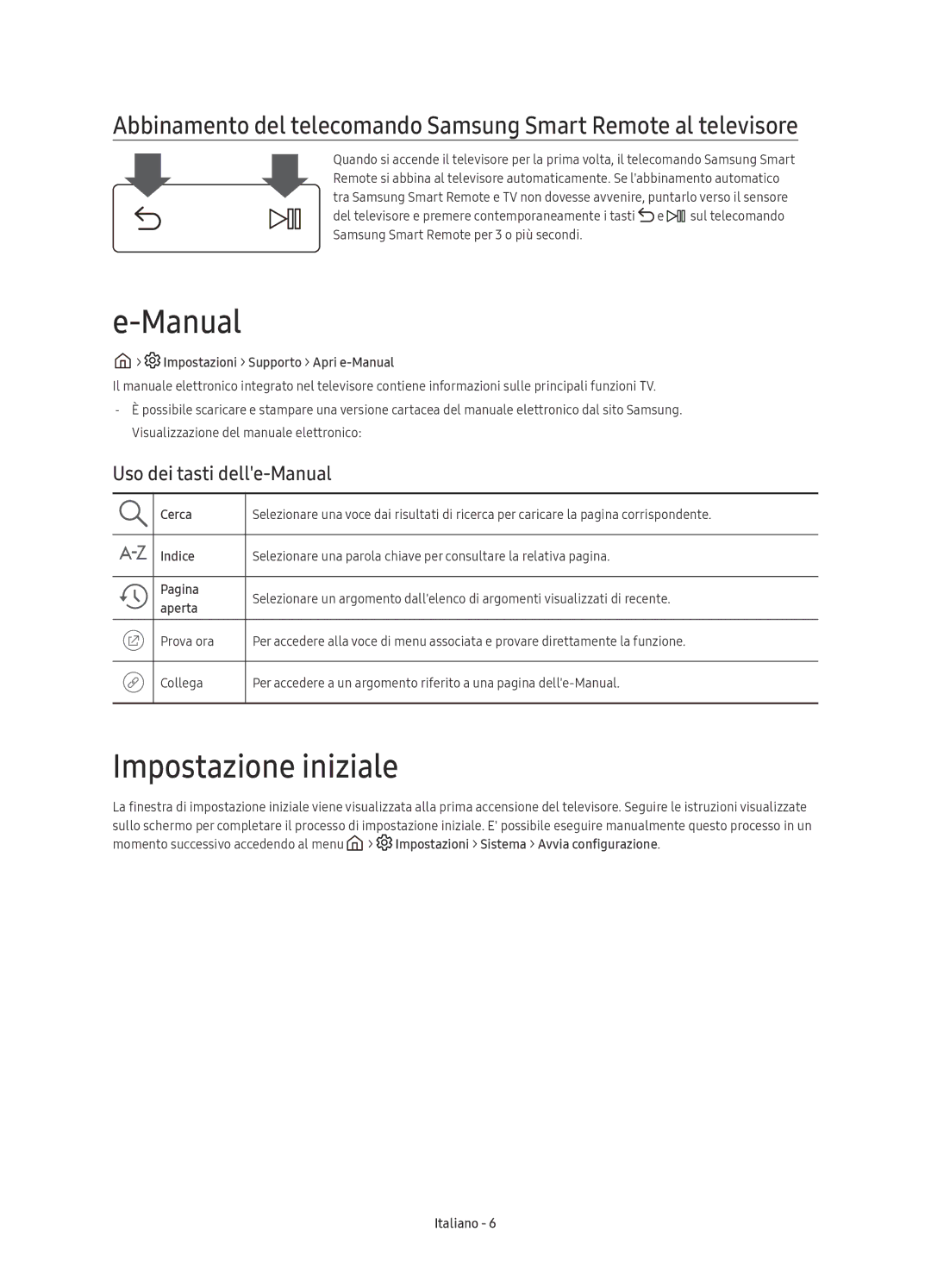 Samsung UE40KU6479UXZG, UE55KU6479UXZG, UE55KU6459UXZG, UE49KU6459UXZG Impostazione iniziale, Uso dei tasti delle-Manual 