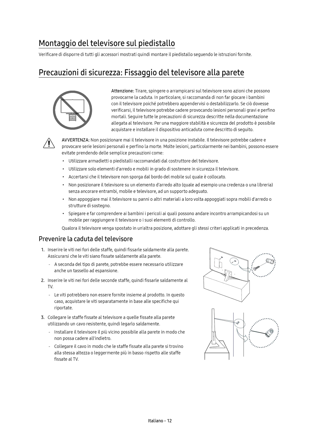 Samsung UE40KU6450UXXC, UE55KU6479UXZG manual Montaggio del televisore sul piedistallo, Prevenire la caduta del televisore 