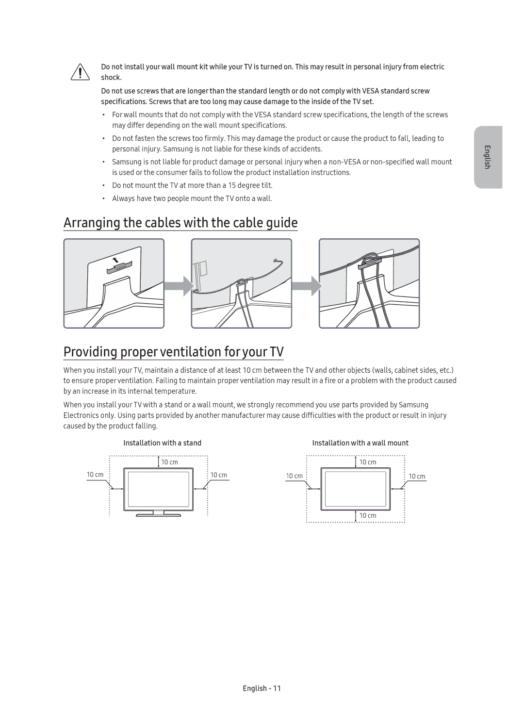 Samsung UE65KU6500UXRU, UE55KU6500UXRU, UE49KU6500UXRU, UE43KU6500UXRU manual Installation with a stand 