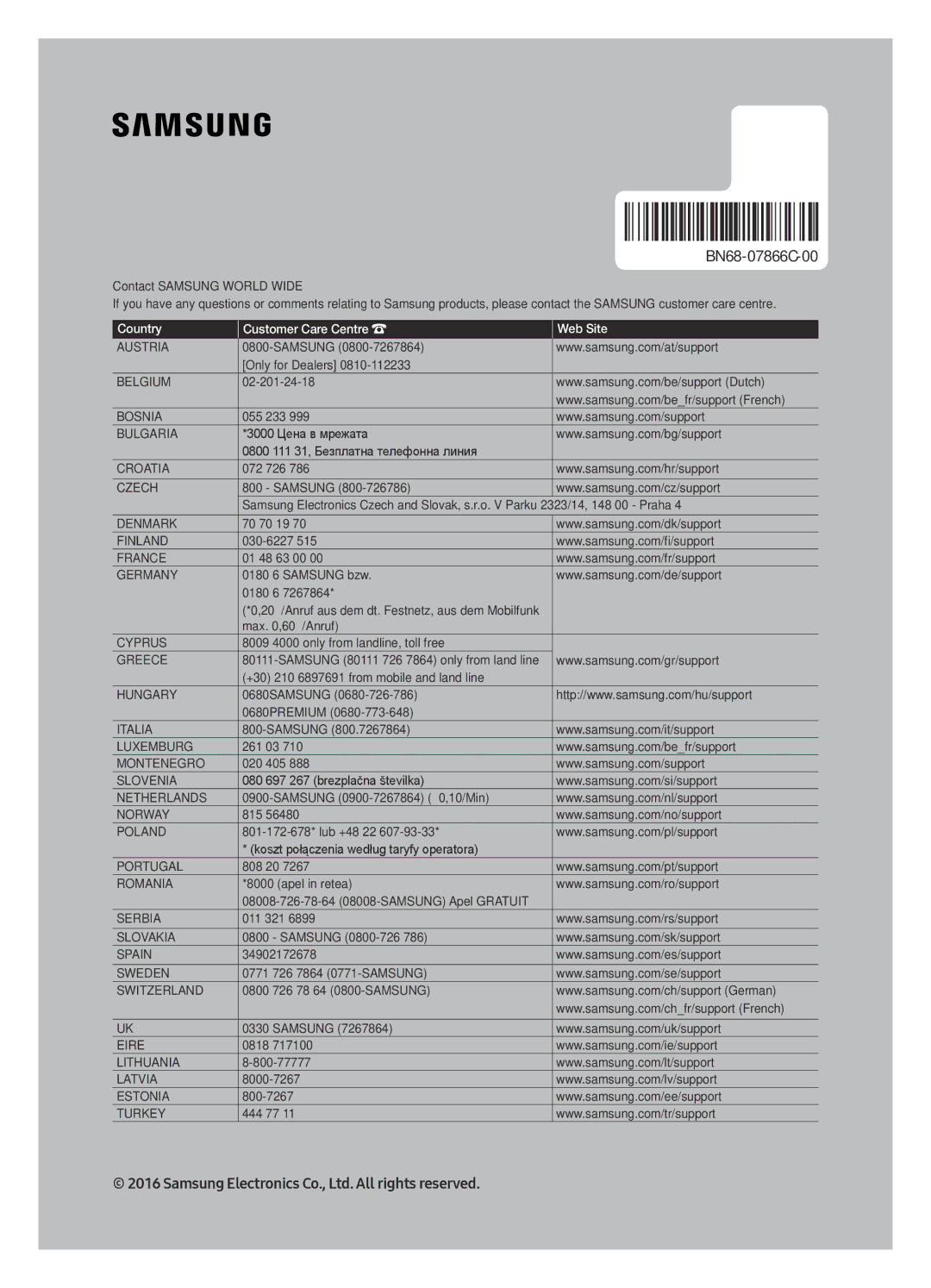 Samsung UE55KU6500UXXU, UE55KU6500UXZG, UE43KU6500UXXC, UE49KU6500UXXC, UE43KU6500UXZF, UE49KU6500UXZF manual BN68-07866C-00 