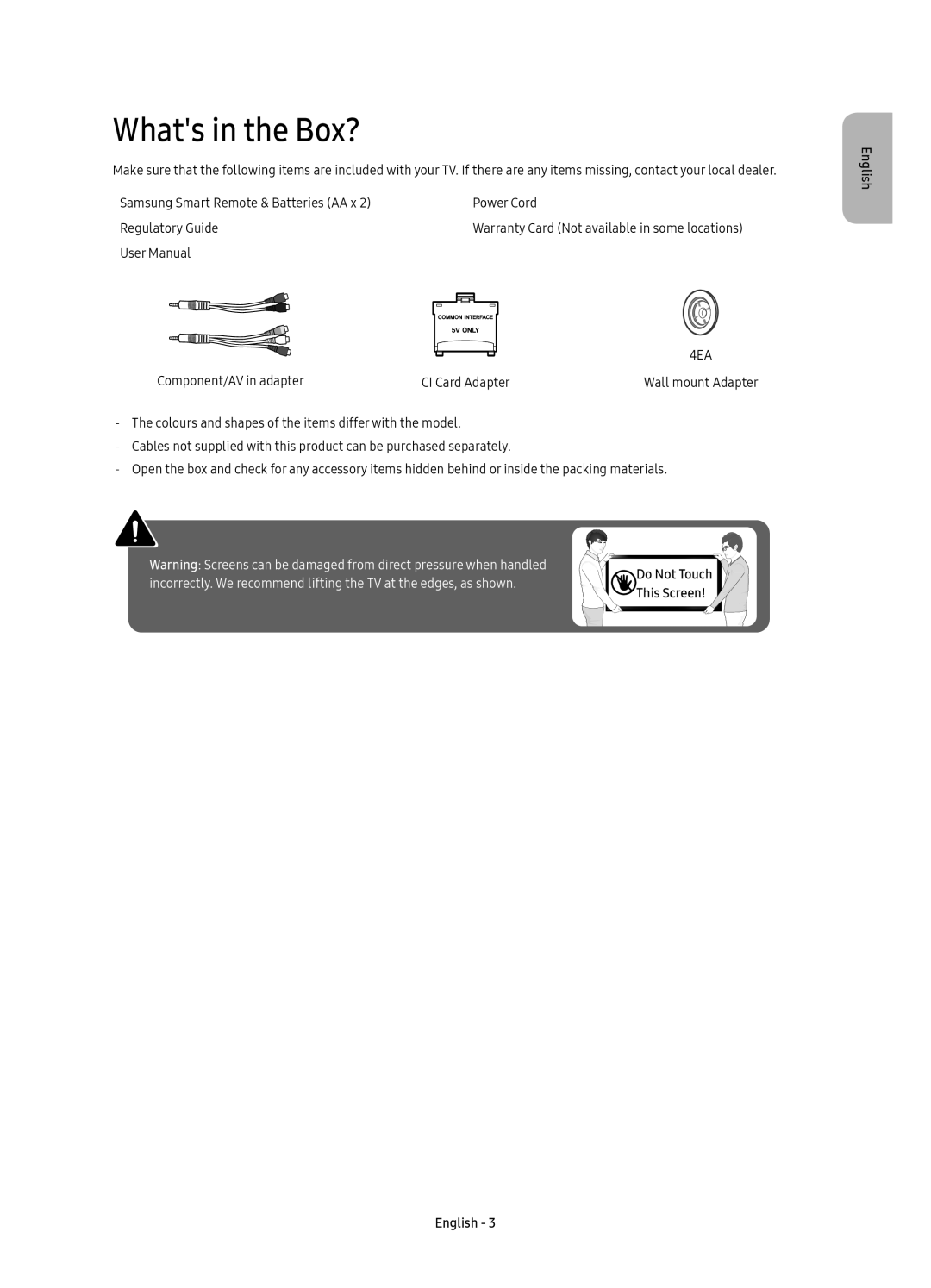 Samsung UE55KU7350UXSQ, UE49KU7350UXSQ, UE65KU7350UXSQ manual Whats in the Box? 