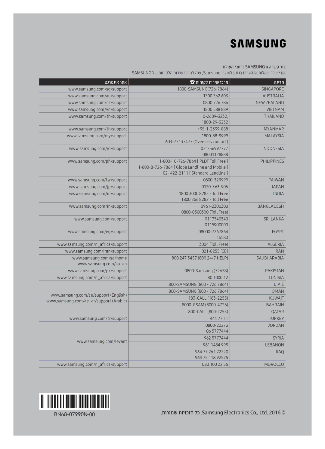 Samsung UE49KU7350UXSQ, UE55KU7350UXSQ, UE65KU7350UXSQ manual טנרטניא רתא תוחוקל תוריש זכרמ הנידמ 