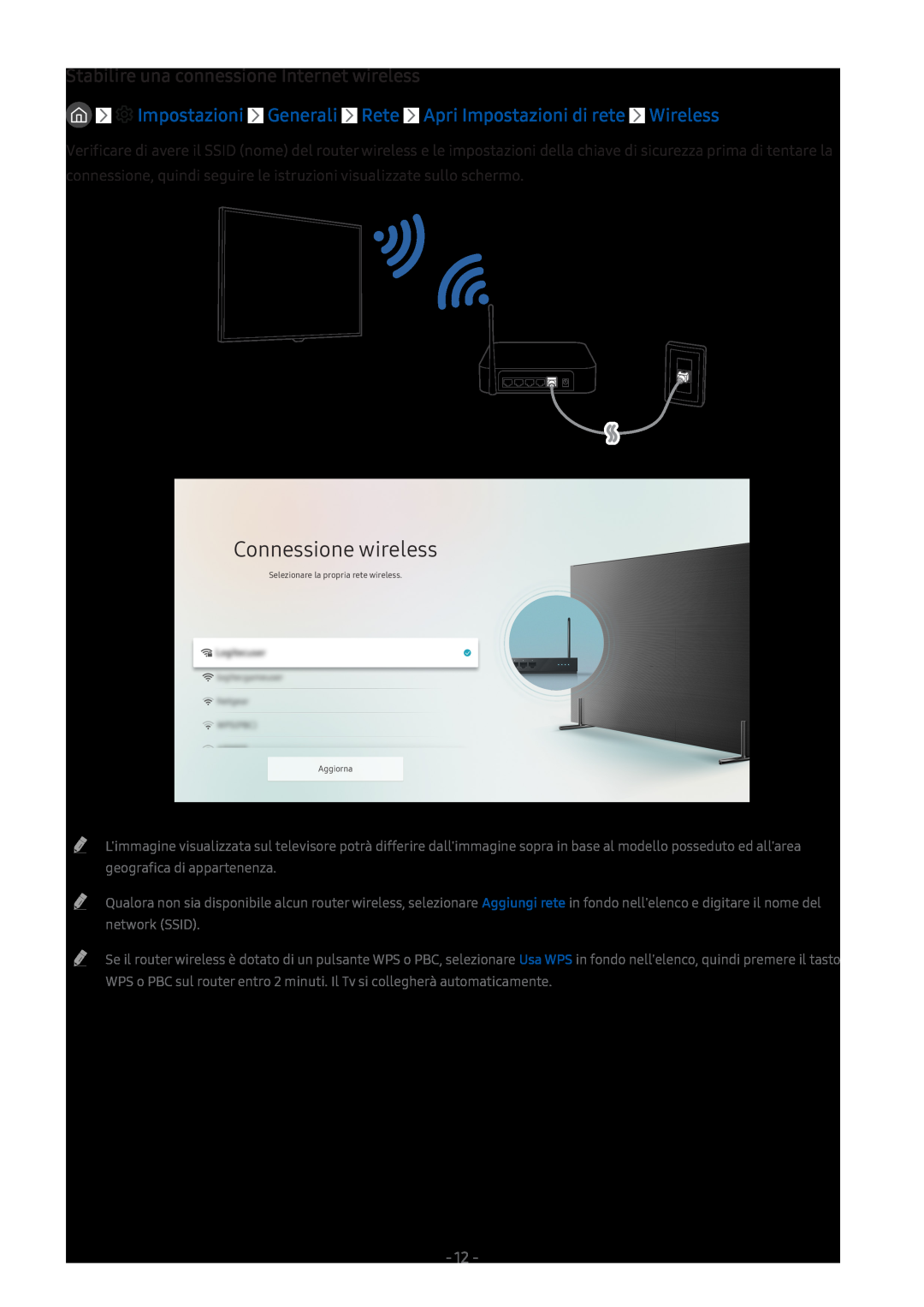 Samsung UE43M5600AWXXN, UE55M5570AUXZG, UE49M5580AUXZG Stabilire una connessione Internet wireless, Connessione wireless 