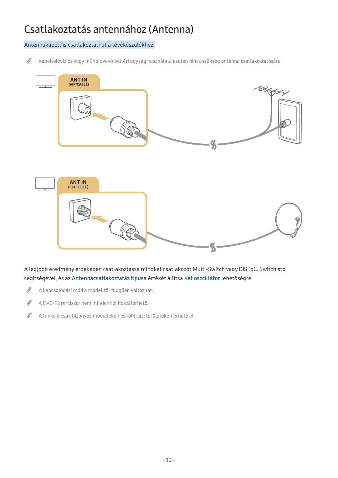 Samsung UE32M5650AUXZG manual Csatlakoztatás antennához Antenna, Antennakábelt is csatlakoztathat a tévékészülékhez 