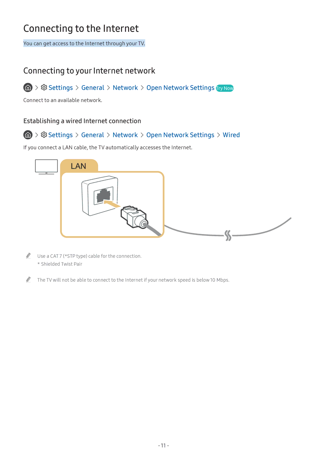 Samsung UE49M5670AUXZG, UE55M5570AUXZG, UE49M5580AUXZG manual Connecting to the Internet, Connecting to your Internet network 