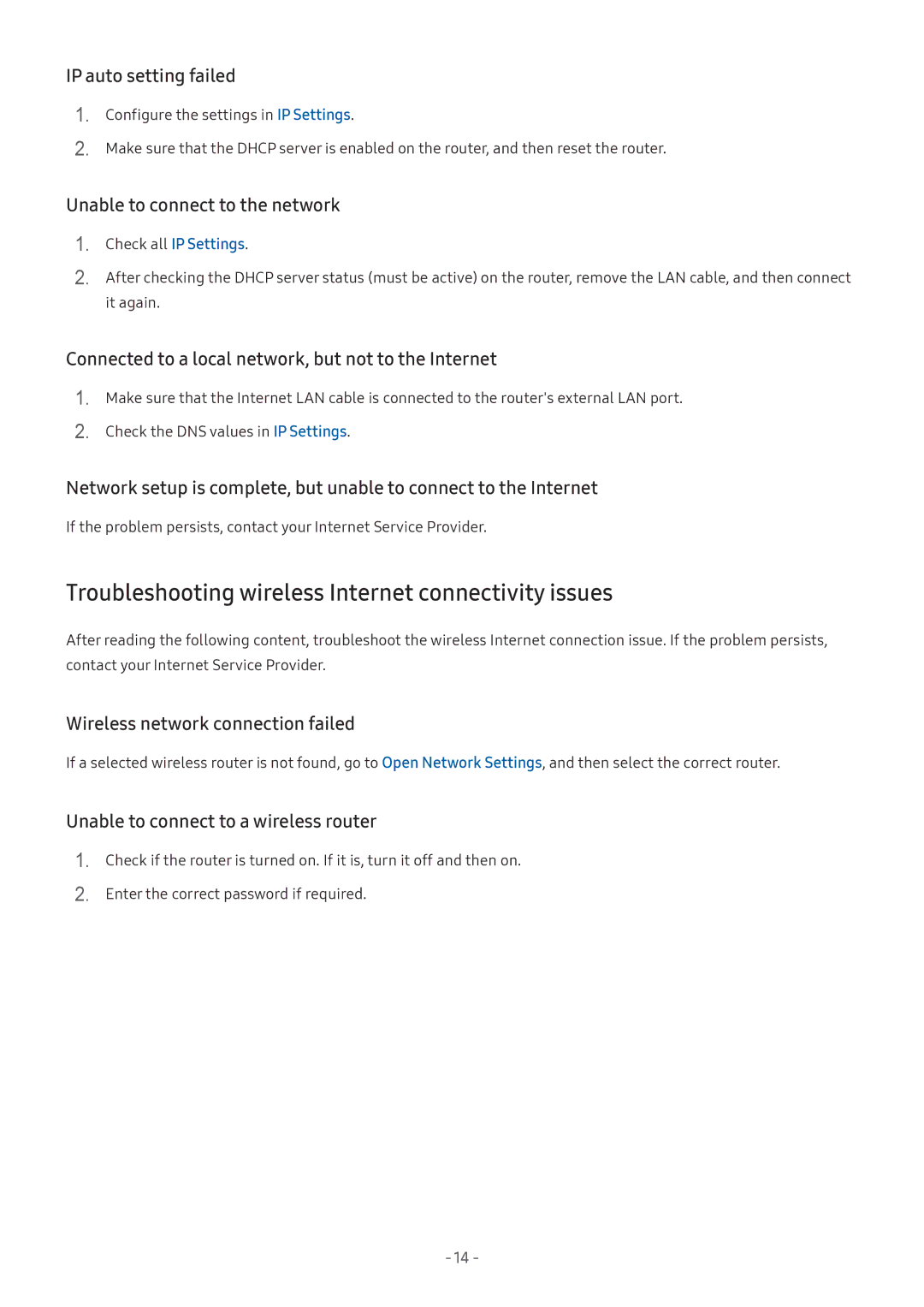 Samsung UE55M6379AUXZG, UE55M5570AUXZG, UE49M5580AUXZG, UE55M6399AUXZG Troubleshooting wireless Internet connectivity issues 