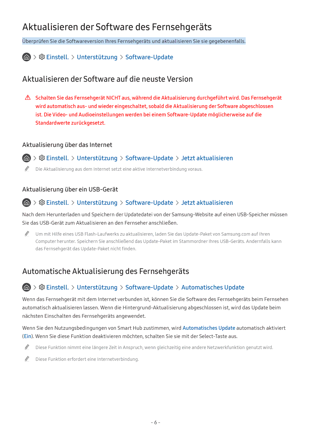 Samsung UE43M5590AUXZG Aktualisieren der Software des Fernsehgeräts, Aktualisieren der Software auf die neuste Version 