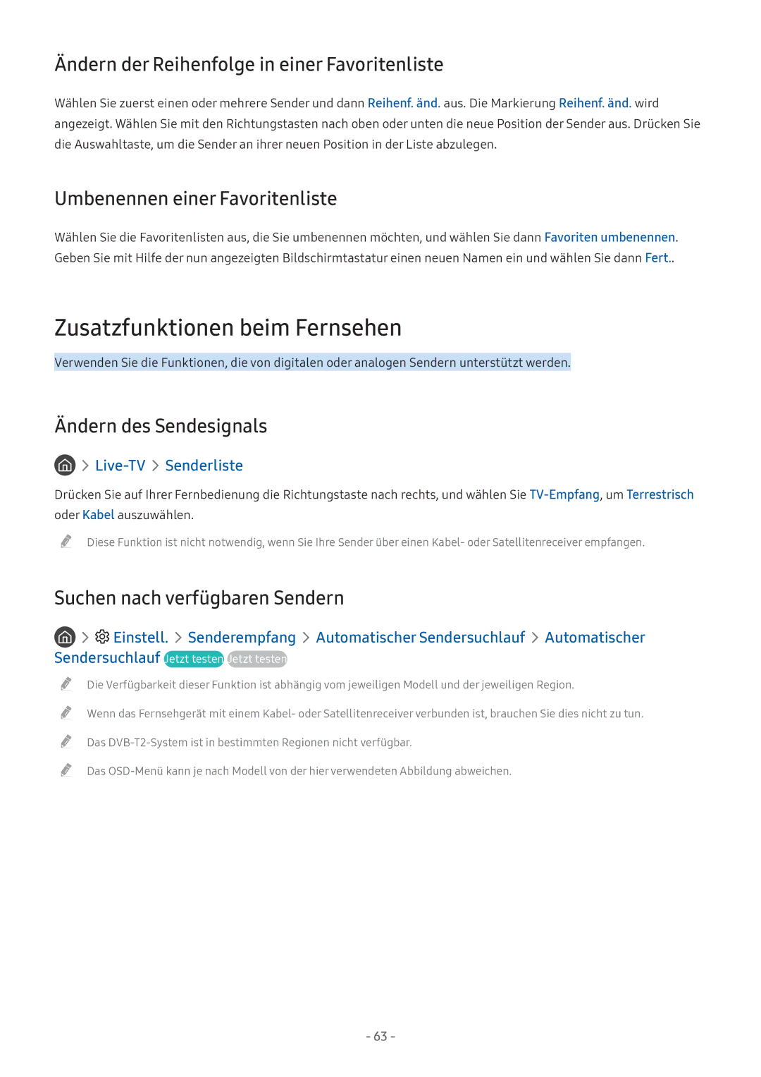 Samsung UE43M5650AUXZG, UE55M5570AUXZG Zusatzfunktionen beim Fernsehen, Ändern der Reihenfolge in einer Favoritenliste 