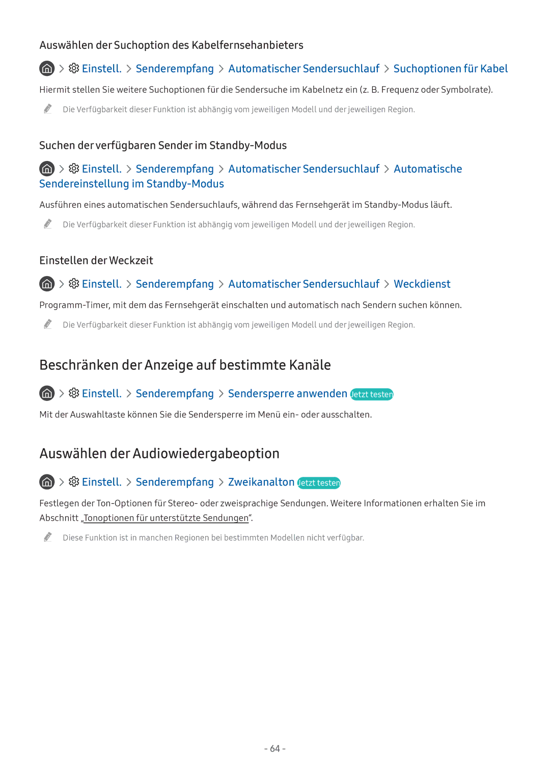 Samsung UE43M5522AKXXH, UE55M5570AUXZG Beschränken der Anzeige auf bestimmte Kanäle, Auswählen der Audiowiedergabeoption 