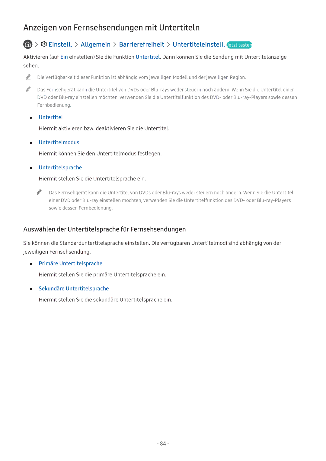 Samsung UE32M5649AUXZG Anzeigen von Fernsehsendungen mit Untertiteln, Auswählen der Untertitelsprache für Fernsehsendungen 