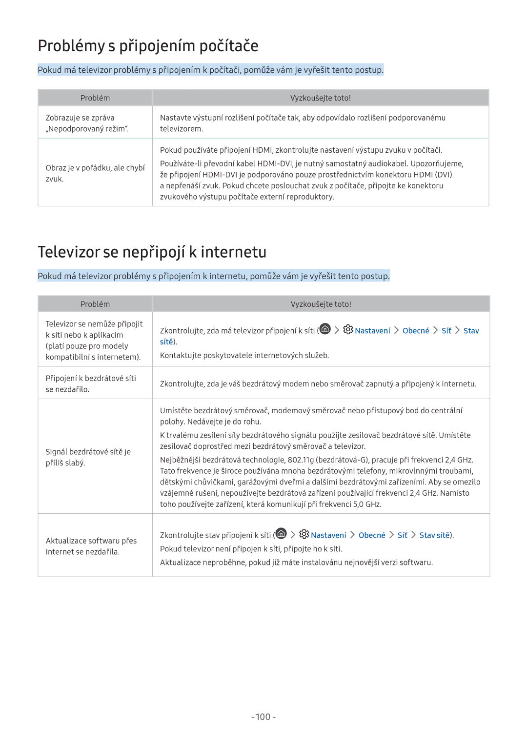 Samsung UE49M5500AWXXN, UE55M5570AUXZG, UE49M5580AUXZG Problémy s připojením počítače, Televizor se nepřipojí k internetu 