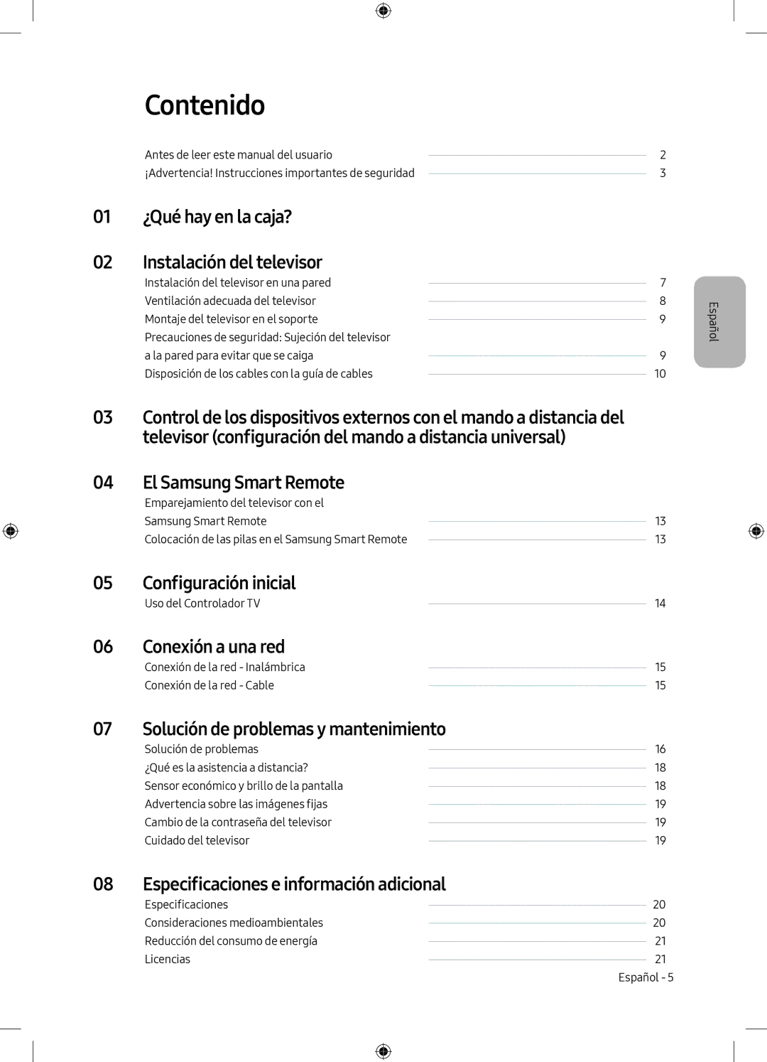 Samsung UE49M6305AKXXC, UE55M6305AKXXC manual Contenido 