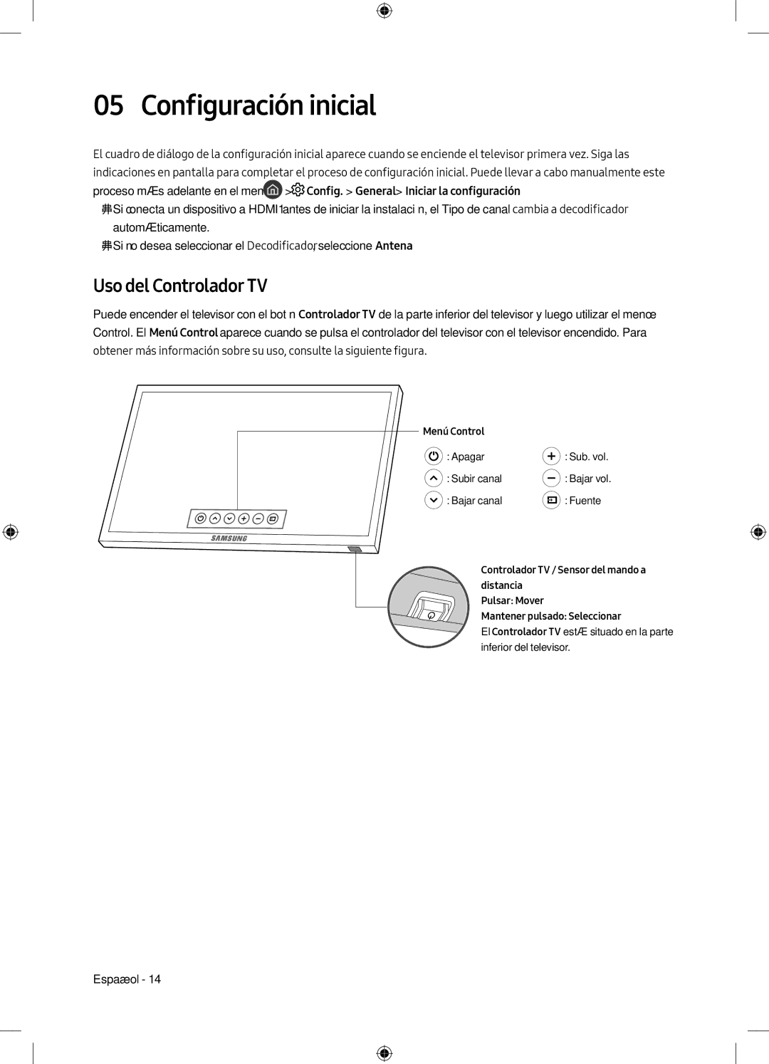 Samsung UE55M6305AKXXC, UE49M6305AKXXC manual Configuración inicial, Uso del Controlador TV 