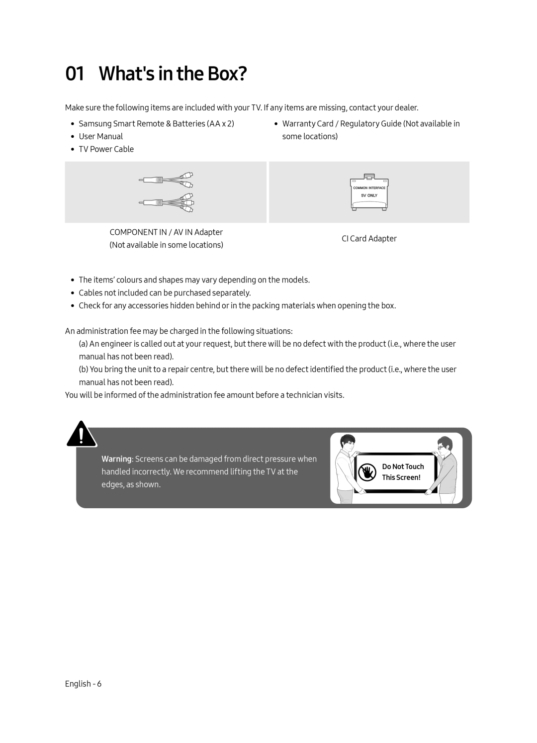 Samsung UE55MU6100UXRU, UE65MU6100UXRU, UE49MU6100UXRU, UE75MU6100UXRU, UE50MU6100UXRU, UE40MU6100UXRU manual Whats in the Box? 