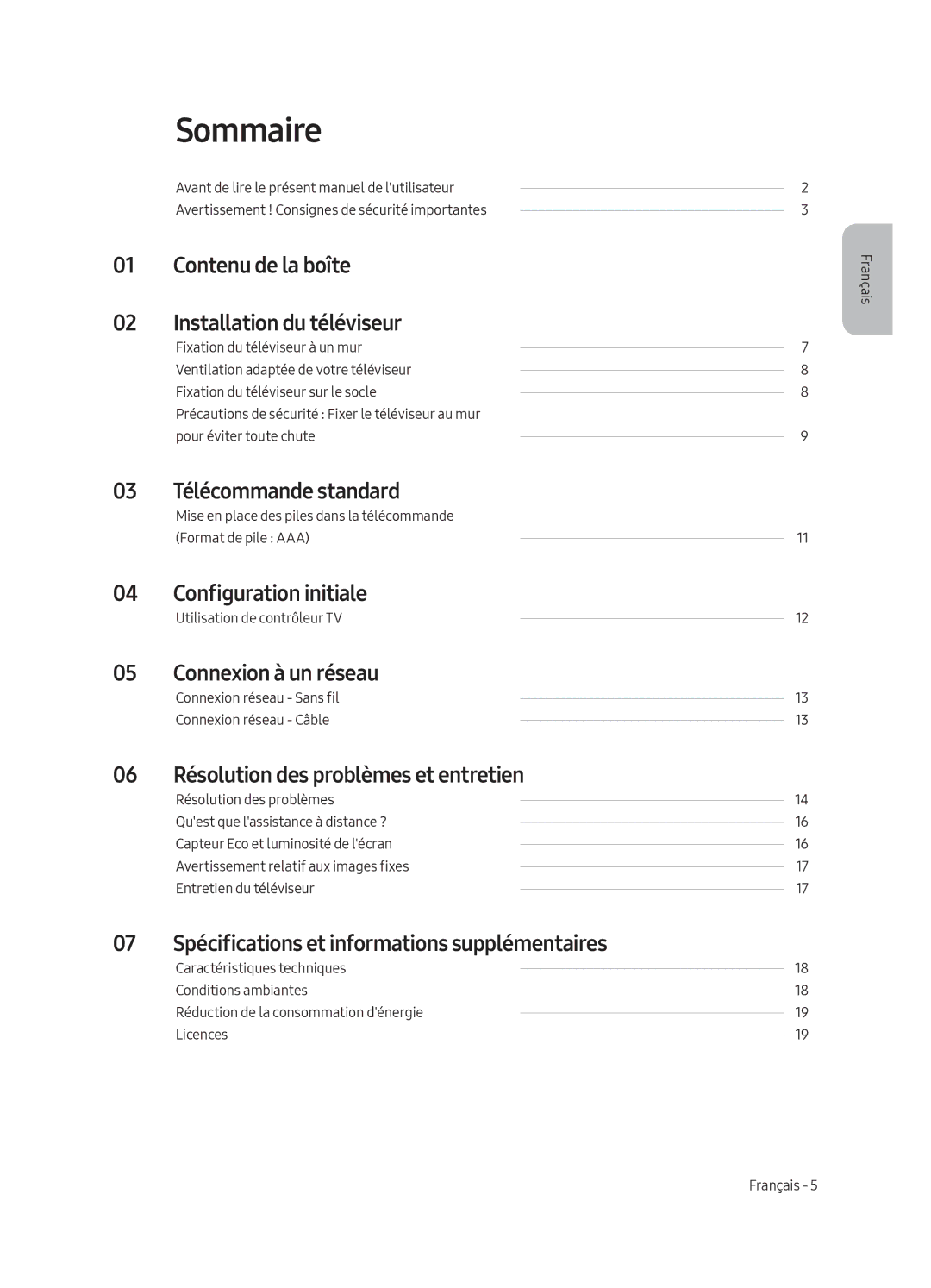 Samsung UE55MU6220WXXN manual Sommaire 