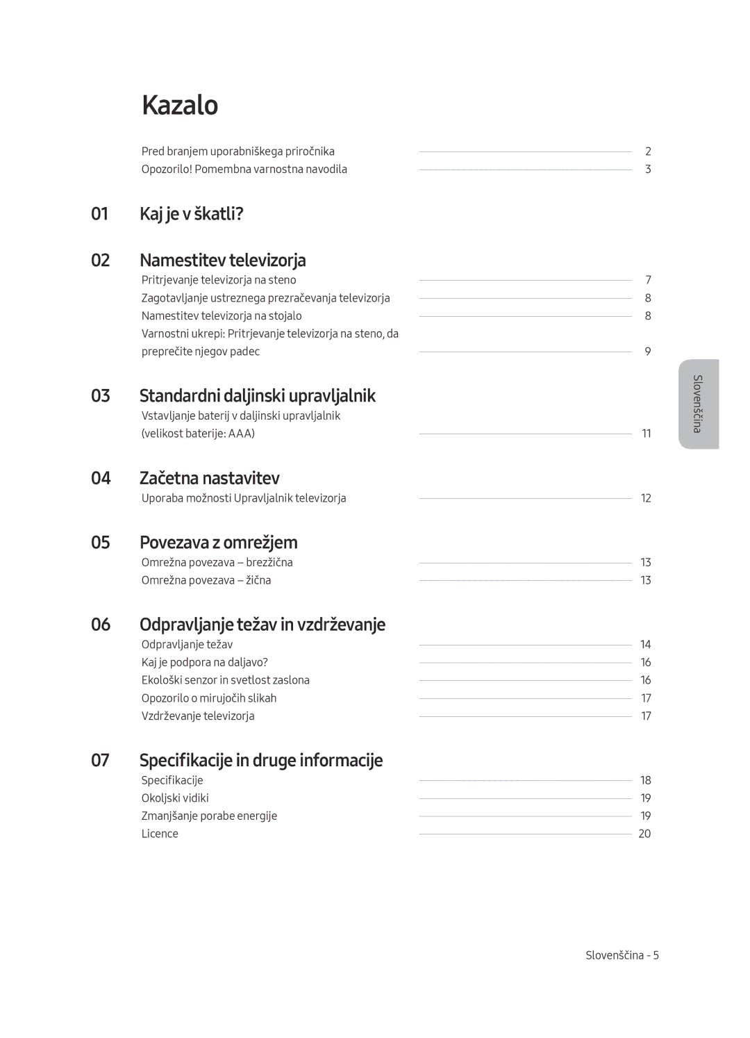 Samsung UE55MU6222KXXH, UE49MU6222KXXH, UE65MU6222KXXH, UE55MU6292UXXH, UE49MU6292UXXH manual Kazalo 