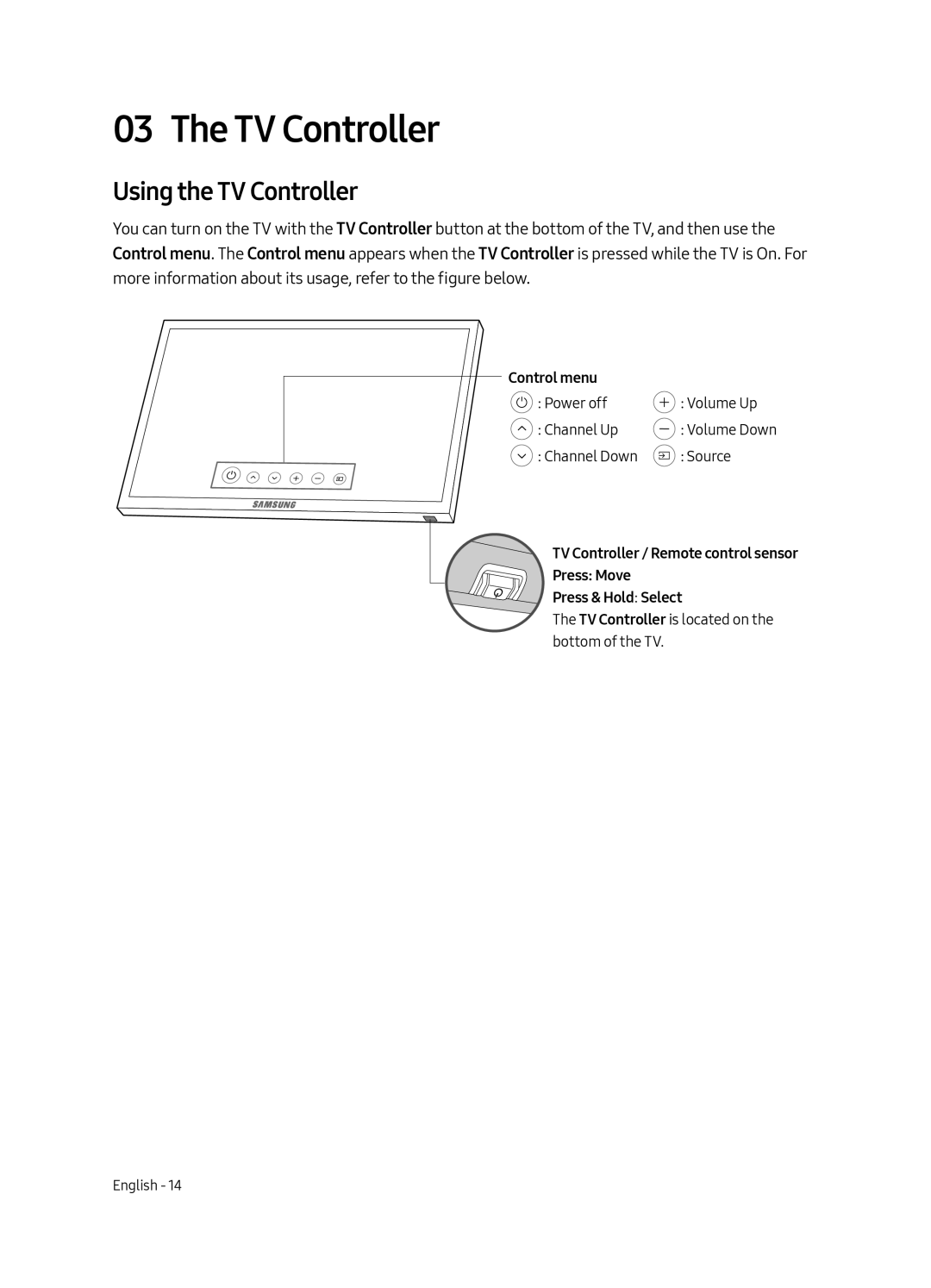 Samsung UE55MU6500UXZG, UE55MU6500UXZT, UE65MU6500UXZT, UE49MU6500UXZT, UE65MU6500UXXU manual Using the TV Controller 