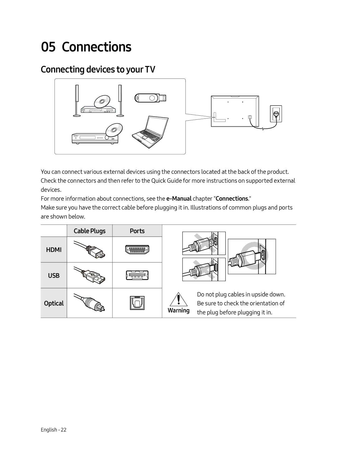 Samsung UE49MU6500UXXU, UE55MU6500UXZT, UE65MU6500UXZT, UE49MU6500UXZT manual Connections, Connecting devices to your TV 