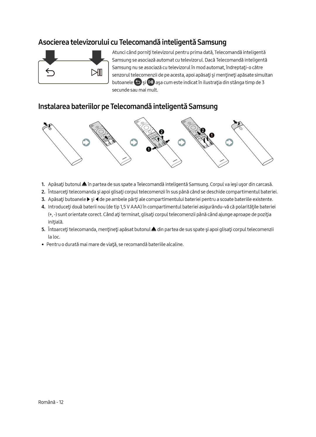 Samsung UE49MU6642UXXH, UE55MU6652UXXH, UE55MU6642UXXH manual Asocierea televizorului cu Telecomandă inteligentă Samsung 