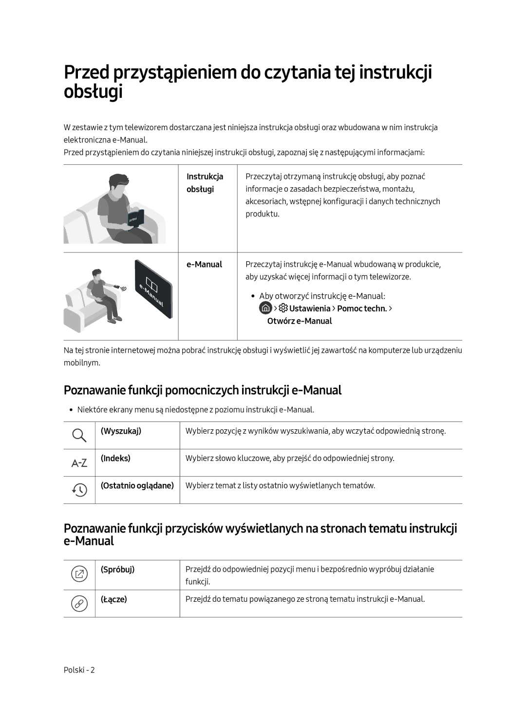 Samsung UE65MU6672UXXH, UE55MU6652UXXH, UE49MU6642UXXH manual Przed przystąpieniem do czytania tej instrukcji obsługi 