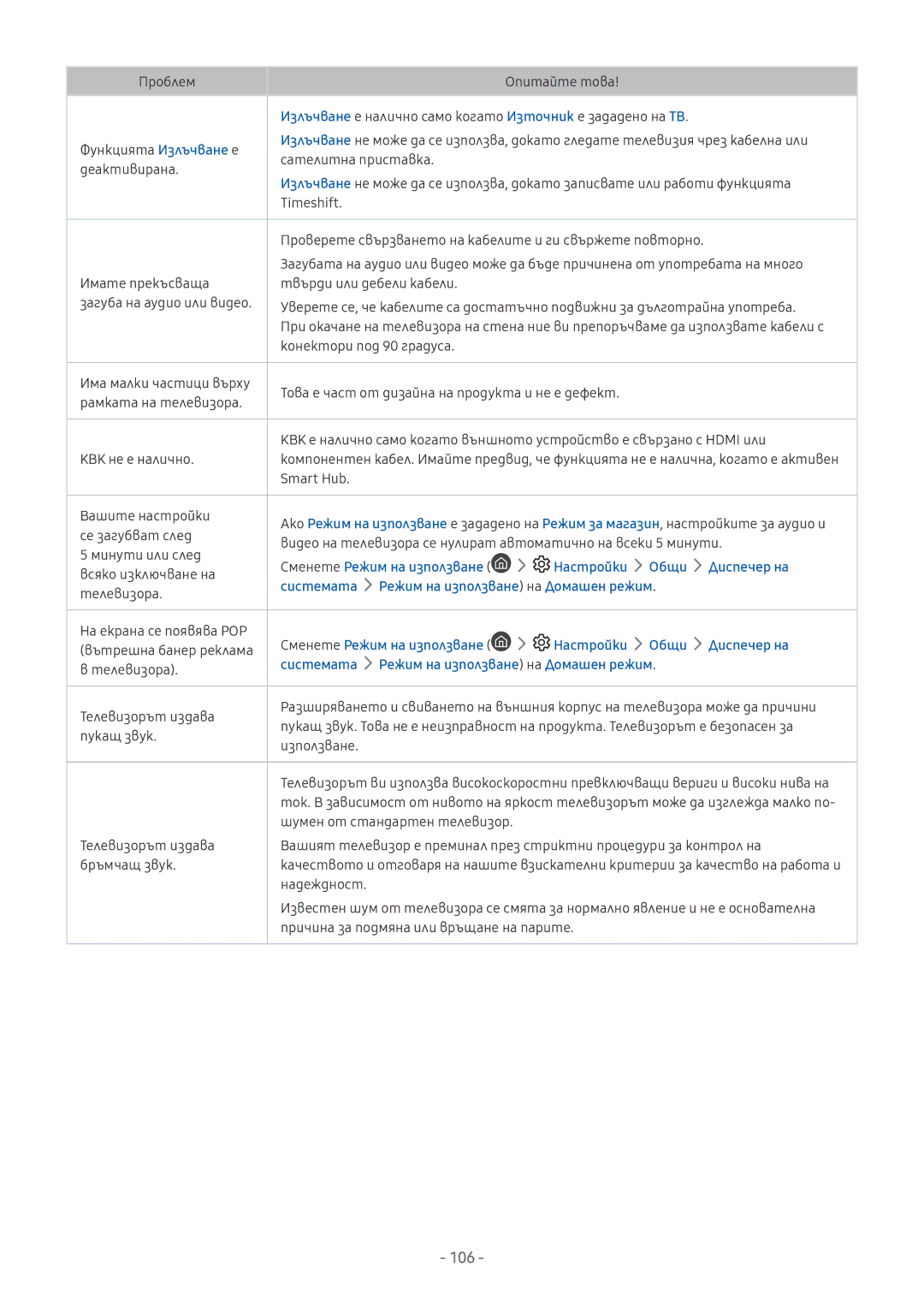 Samsung UE65MU7002TXXH, UE55MU7002TXXH, UE40MU6402UXXH, QE55Q7CAMTXXH Сменете Режим на използване Настройки Общи Диспечер на 