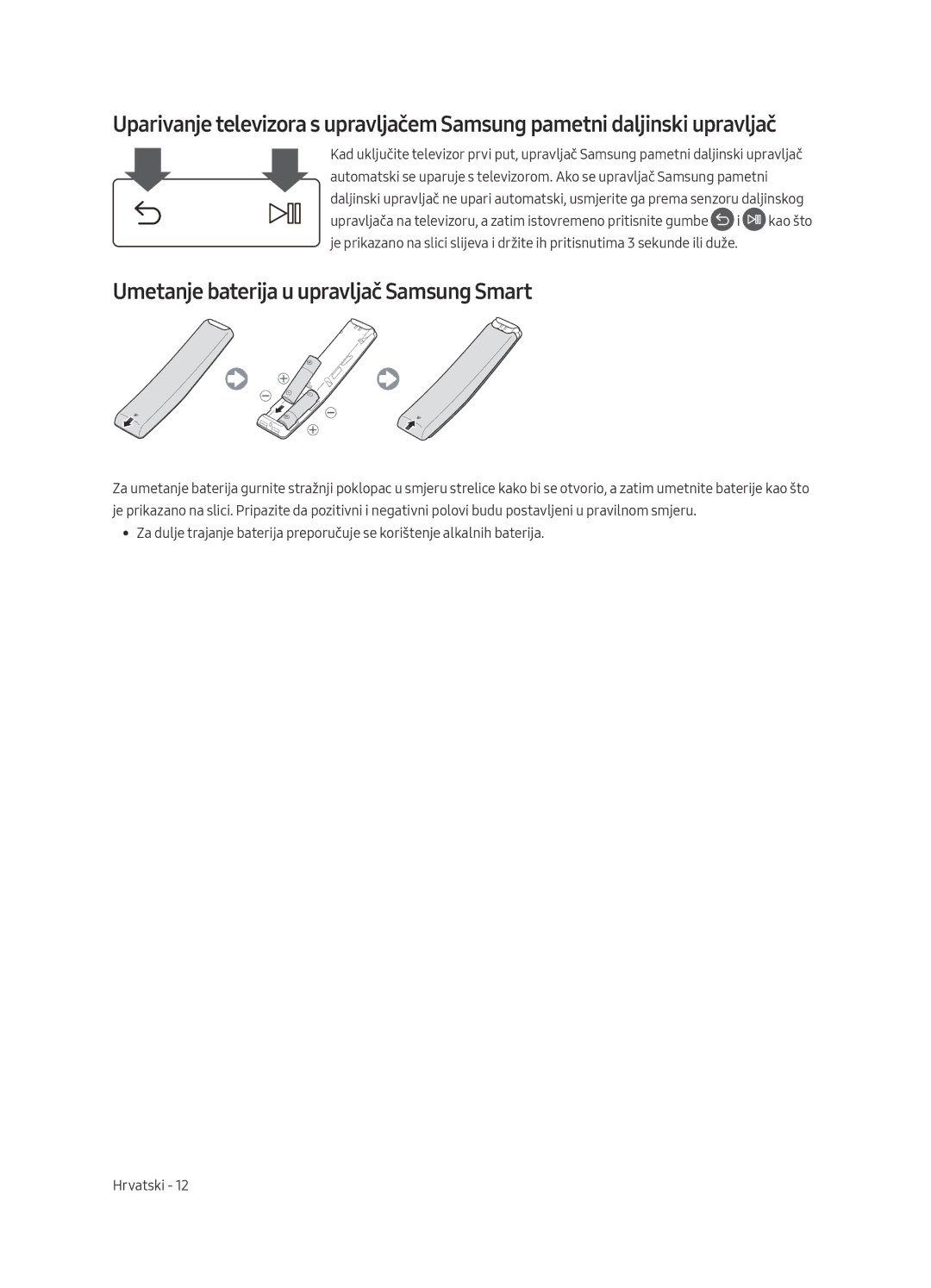 Samsung UE49MU7002TXXH, UE55MU7002TXXH, UE75MU7002TXXH, UE82MU7002TXXH manual Umetanje baterija u upravljač Samsung Smart 