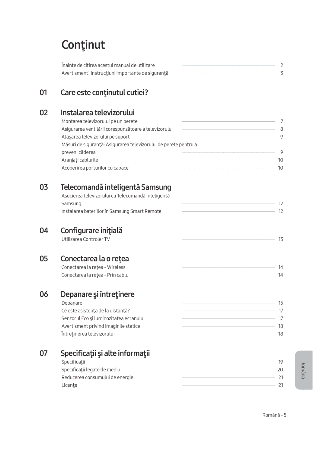 Samsung UE75MU7002TXXH, UE55MU7002TXXH, UE49MU7002TXXH, UE82MU7002TXXH, UE65MU7002TXXH manual Conţinut 