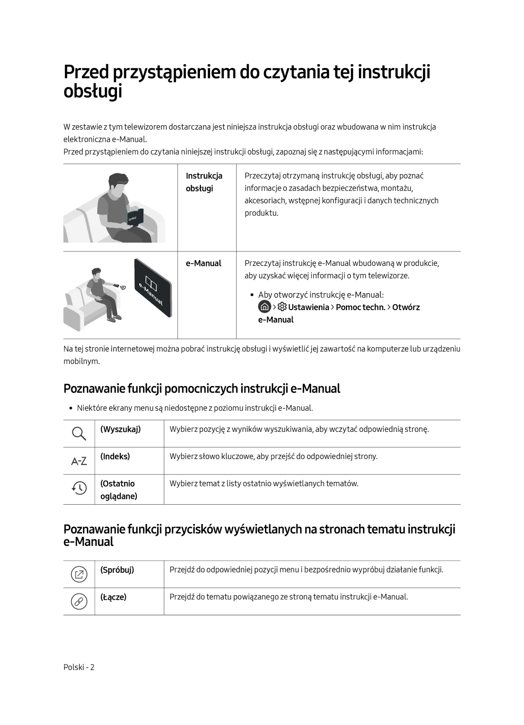 Samsung UE75MU7002TXXH, UE55MU7002TXXH, UE49MU7002TXXH manual Przed przystąpieniem do czytania tej instrukcji obsługi 