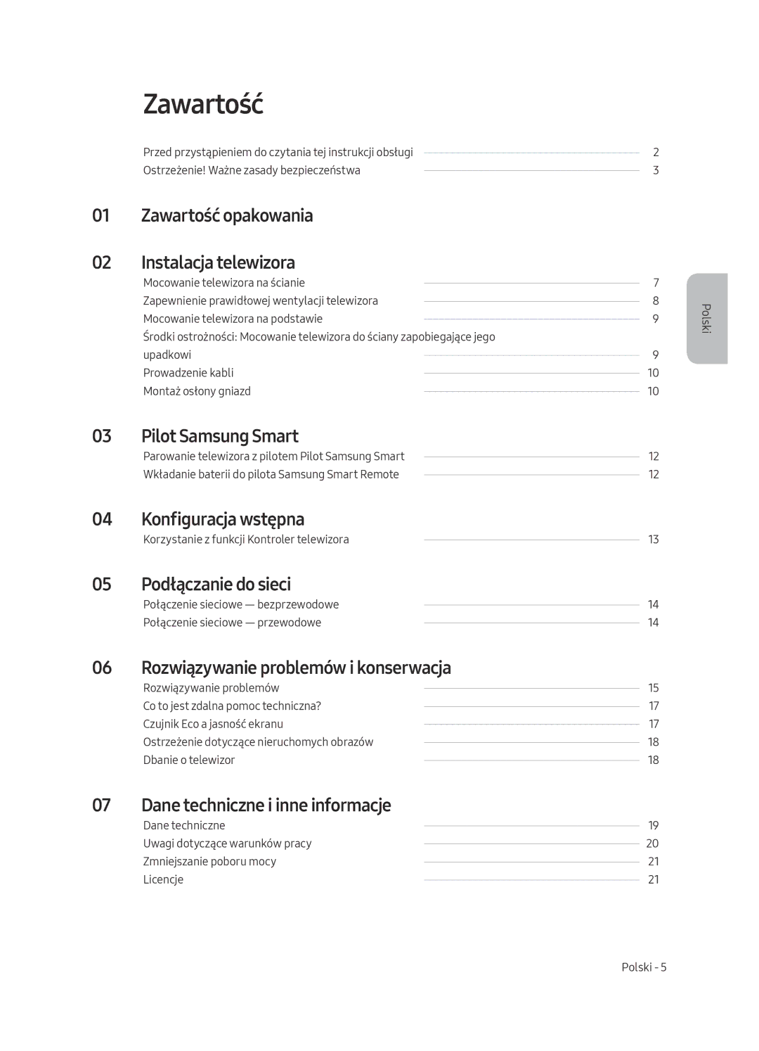 Samsung UE65MU7002TXXH, UE55MU7002TXXH, UE75MU7002TXXH, UE49MU7002TXXH, UE82MU7002TXXH manual Zawartość 