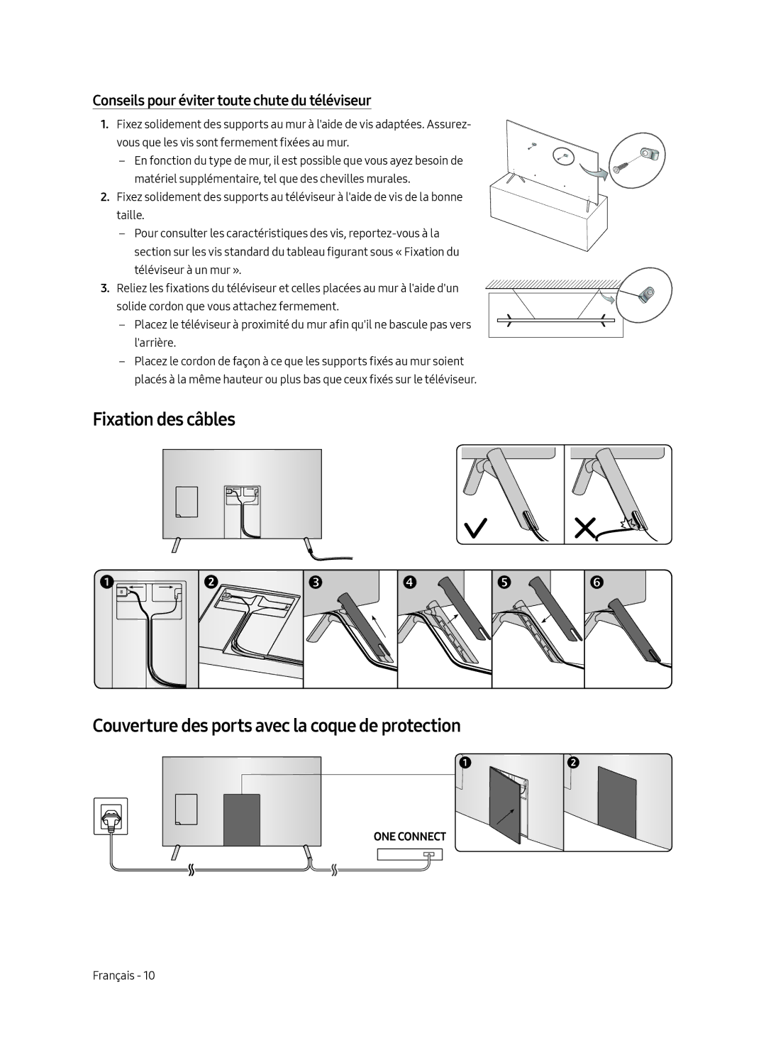 Samsung UE49MU7000TXZT, UE55MU7009TXZG, UE49MU7009TXZG, UE49MU7000TXZG manual Conseils pour éviter toute chute du téléviseur 