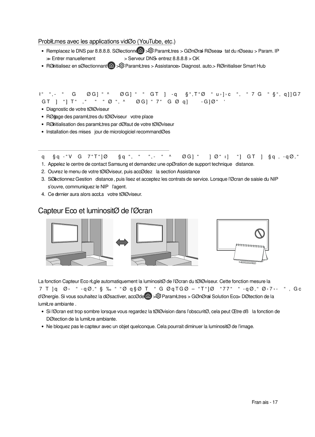 Samsung UE49MU7009TXZG, UE55MU7009TXZG manual Quest que lassistance à distance ?, Capteur Eco et luminosité de lécran 