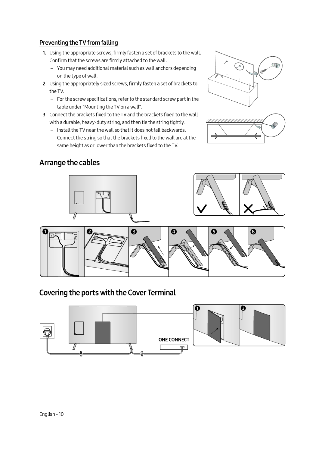 Samsung UE55MU8000TXSQ, UE49MU8000TXSQ, UE75MU8000TXSQ, UE82MU8000TXSQ, UE65MU8000TXSQ manual Preventing the TV from falling 