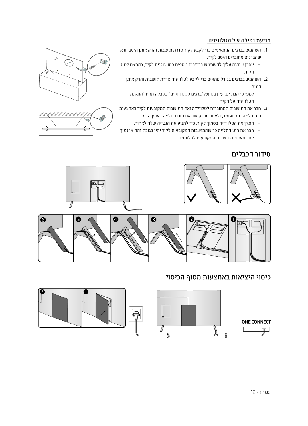 Samsung UE55MU8000TXSQ, UE49MU8000TXSQ manual םילבכה רודיס יוסיכה ףוסמ תועצמאב תואיציה יוסיכ, היזיוולטה לש הליפנ תעינמ 