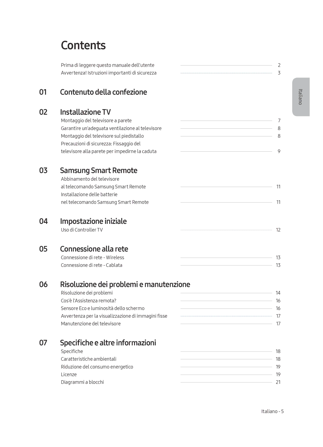 Samsung UE49MU8000TXXU manual Contenuto della confezione Installazione TV, Impostazione iniziale, Connessione alla rete 