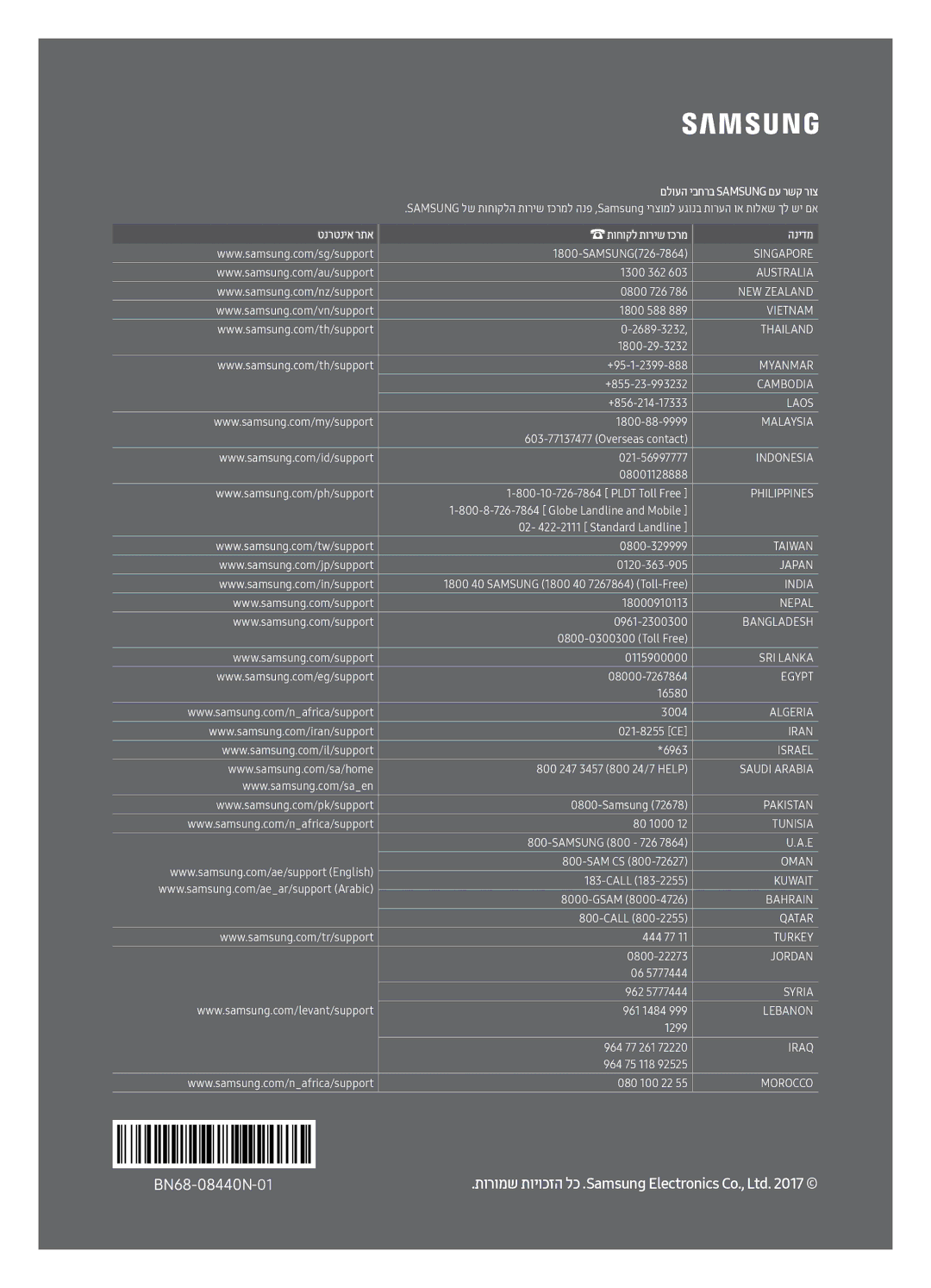 Samsung UE55MU9500TXSQ, UE65MU9500TXSQ manual םלועה יבחרב Samsung םע רשק רוצ 