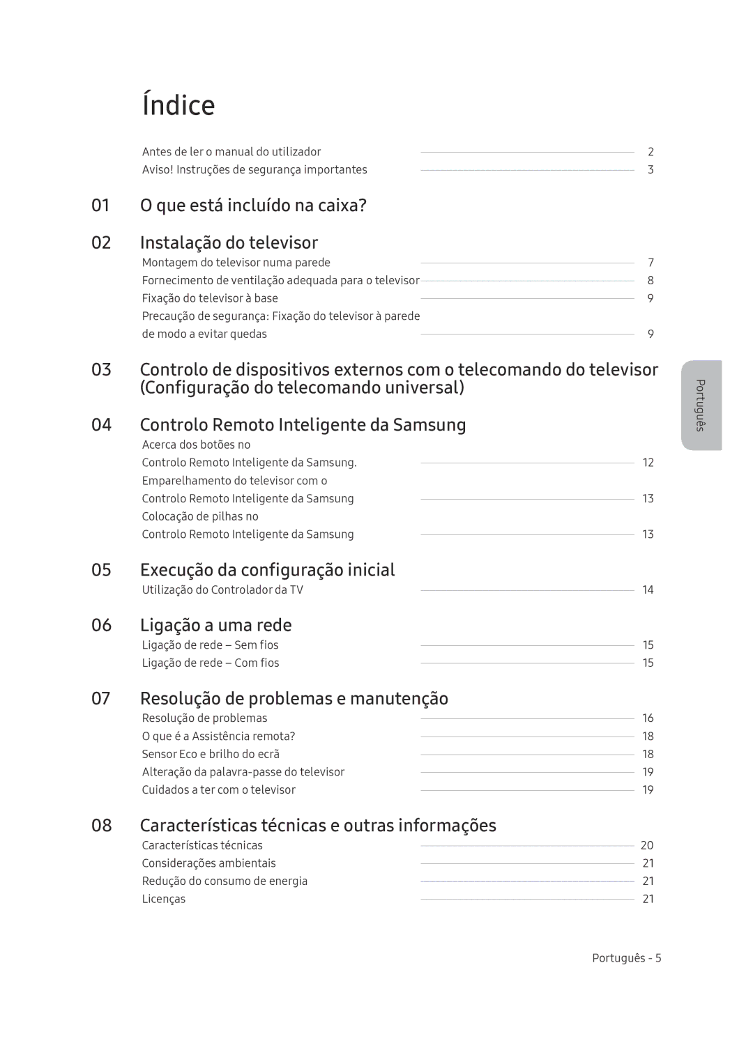 Samsung UE65NU8005TXXC, UE55NU8005TXXC, UE49NU8005TXXC, UE75NU8005TXXC manual Índice 