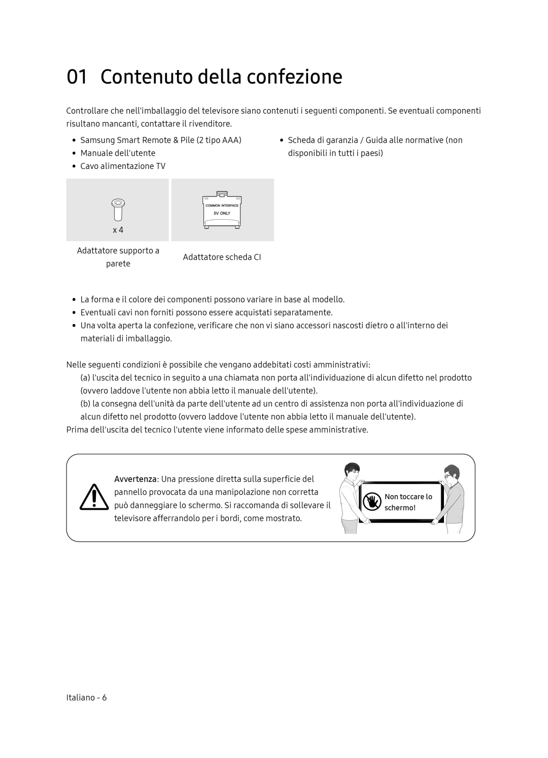 Samsung UE55NU8059TXZG, UE49NU8049TXZG, UE65NU8059TXZG, UE55NU8079TXZG, UE49NU8059TXZG manual Contenuto della confezione 