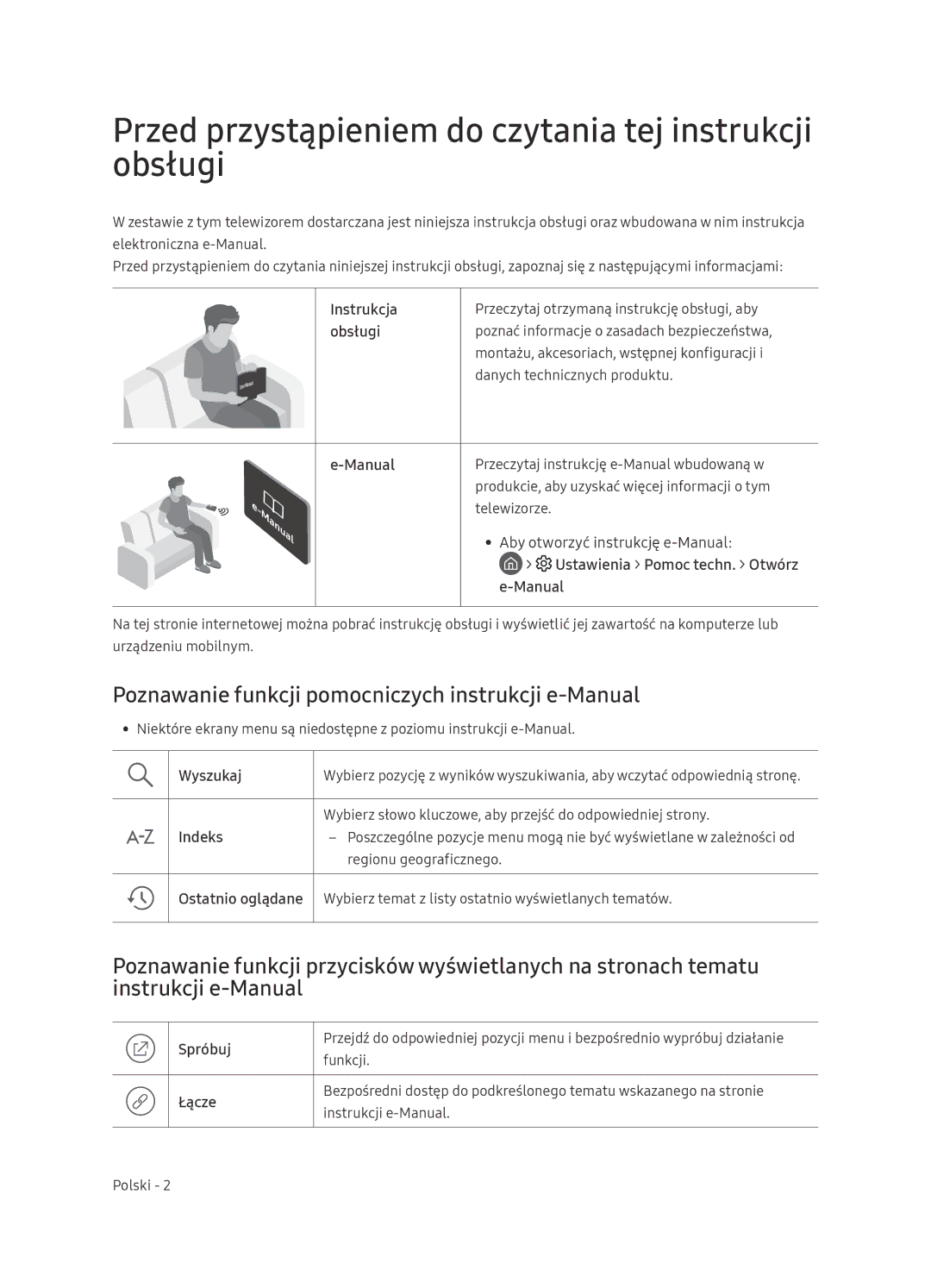 Samsung UE55NU8502TXXH, UE65NU8502TXXH manual Przed przystąpieniem do czytania tej instrukcji obsługi 